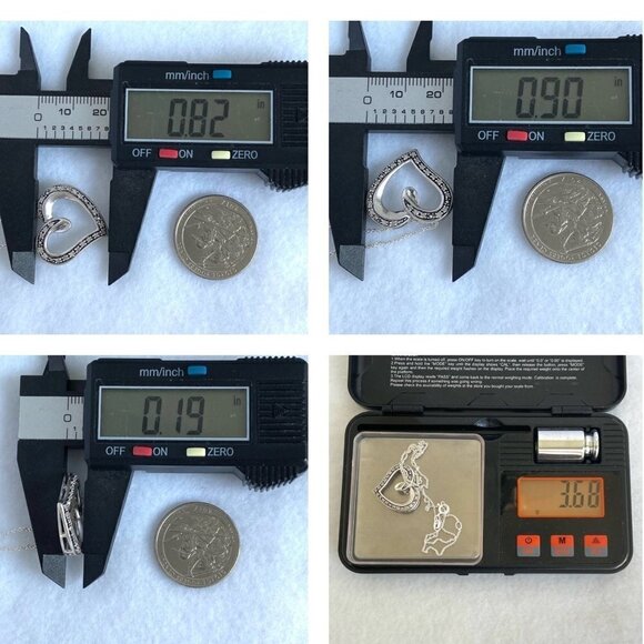 Sterling Silver 925 AFJC Diamond Asymmetric Heart Pendant Necklace 18" Chain - Picture 10 of 16